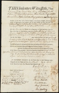 William Higgins indentured to apprentice with Samuel Cookson of Roxbury, 15 April 1802
