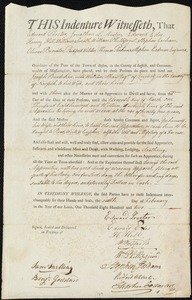 Joseph Burdekin indentured to apprentice with William Shaw of Quincy, 6 February 1802
