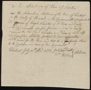 John Springfield indentured to apprentice with Elijah Winslow of Penobscot, 21 July 1802