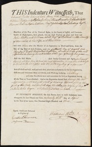 John Hollis indentured to apprentice with William White of Rutland, 23 April 1803