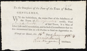 Ruth Newell indentured to apprentice with Josiah Snell of Bridgewater, 17 January 1804