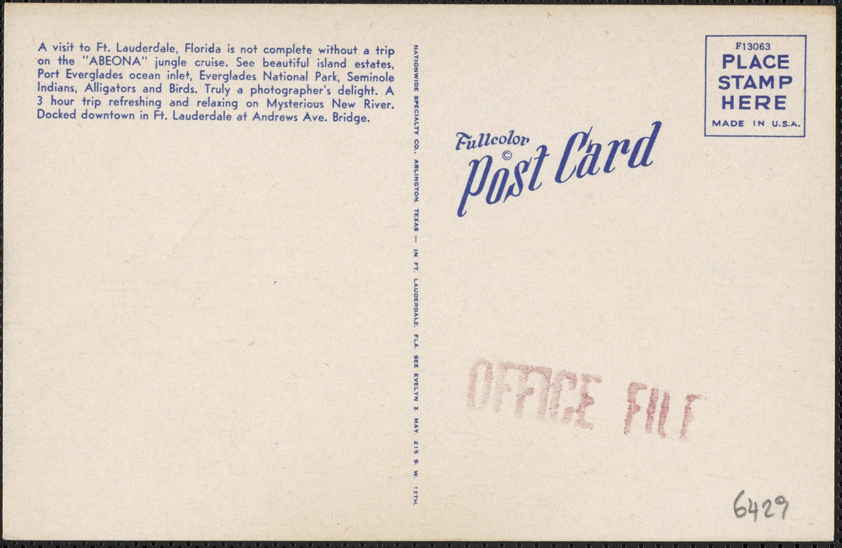 The Abeona, docked at Andrews Bridge, Ft. Lauderdale, Florida