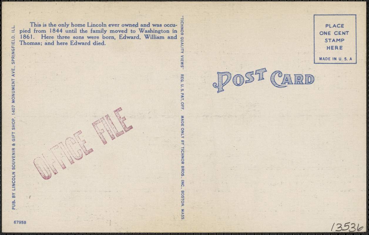 Abraham Lincoln home, occupied by the Lincoln family from 1844 to 1861, Springfield, Illinois