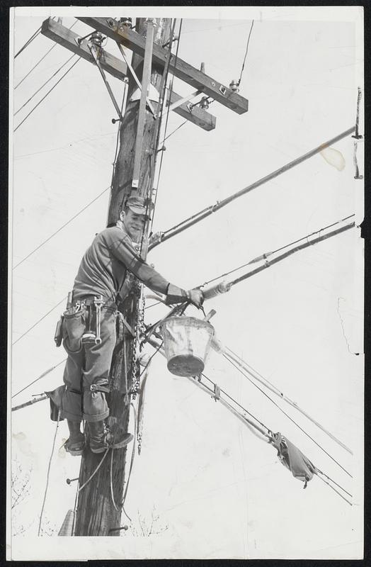 Who Crossed the Weather Wires?-Linemen working their high jobs, like ...