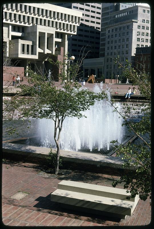 Boston City Hall and fountain