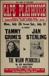 In person Tammy Grimes, Jan Sterling in The Warm Peninsula by Joe Masterhoff
