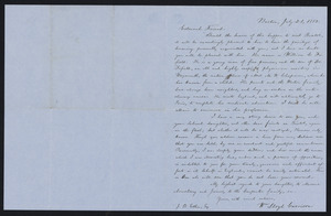 Letter from William Lloyd Garrison, Boston, to J. B. Estlin, Esq., July 21, 1852