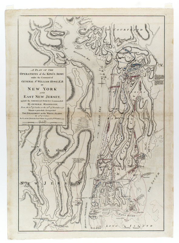 A plan of the operations of the King's army under the command of General Sr. William Howe, K.B. in New York and east New Jersey, against the American forces commanded by General Washington, from the 12th. of October, to the 28th. of November 1776