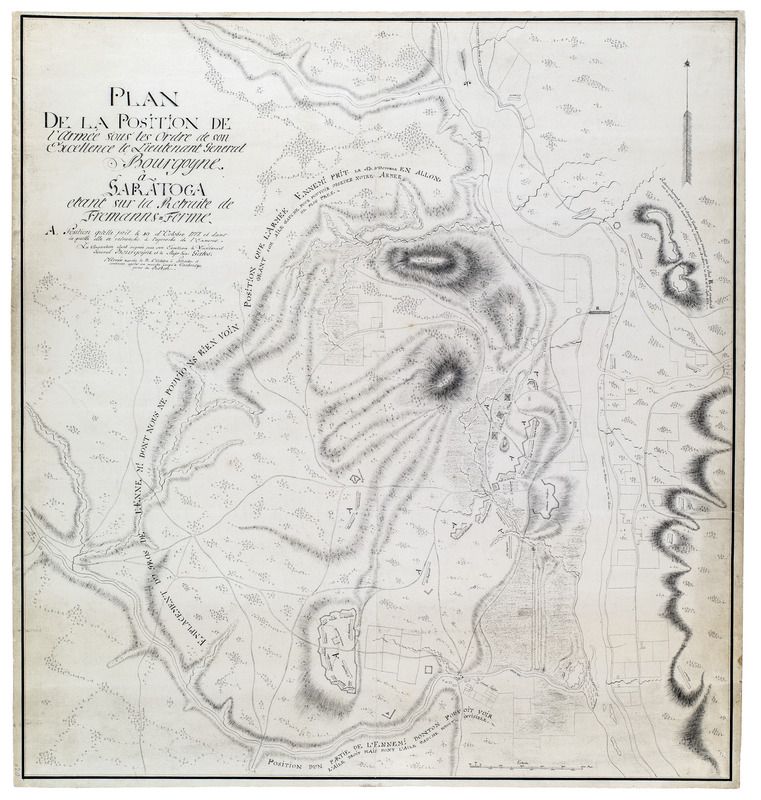 Plan de la position de l'armée sous les ordre de son Excellence le Lieutenant General Bourgoyne à Saratoga etant sur la Retraite de Fremanns-Ferme