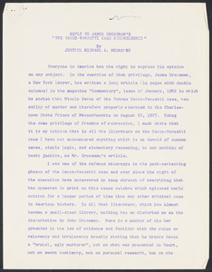 Herbert Brutus Ehrmann Papers, 1906-1970. Sacco-Vanzetti. Correspondence: Apr. 2, 1962 - Jan. 25, 1964. Box 11, Folder 6, Harvard Law School Library, Historical & Special Collections