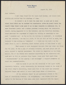 Herbert Brutus Ehrmann Papers, 1906-1970. Sacco-Vanzetti. Norman Hapgood: letters, 1928, 1929, 1931-1935. Box 12, Folder 16, Harvard Law School Library, Historical & Special Collections