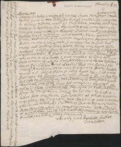 Letter from John Cotton to Rowland Cotton, Sandwich, 1695/1696 March 5