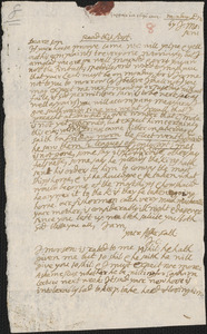 Letter from John Cotton to Rowland Cotton, Sandwich,1696 August