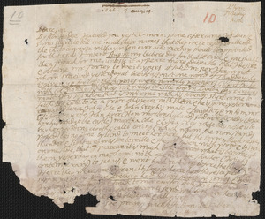 Letter from John Cotton, Plymouth, to Rowland Cotton, Sandwich,1696 August 19