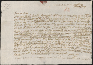 Letter from John Cotton to Rowland Cotton, Sandwich, 1696 September 30