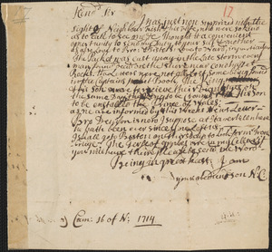Letter from Nathaniel Cotton, Cambridge, to Rowland Cotton, Sandwich, 1714 November 16