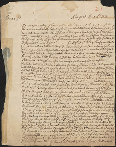 Letter from John Callender, Newport, to Nathan Prince, 1731 June 4