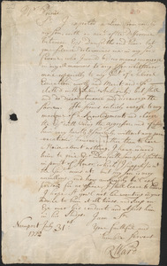 Letter from Richard Ward, Newport, to Nathan Prince, Cambridge, 1732 July 31