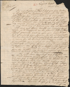 Letter from Henry Collins, Newport, to Nathan Prince, Cambridge, 1732 August