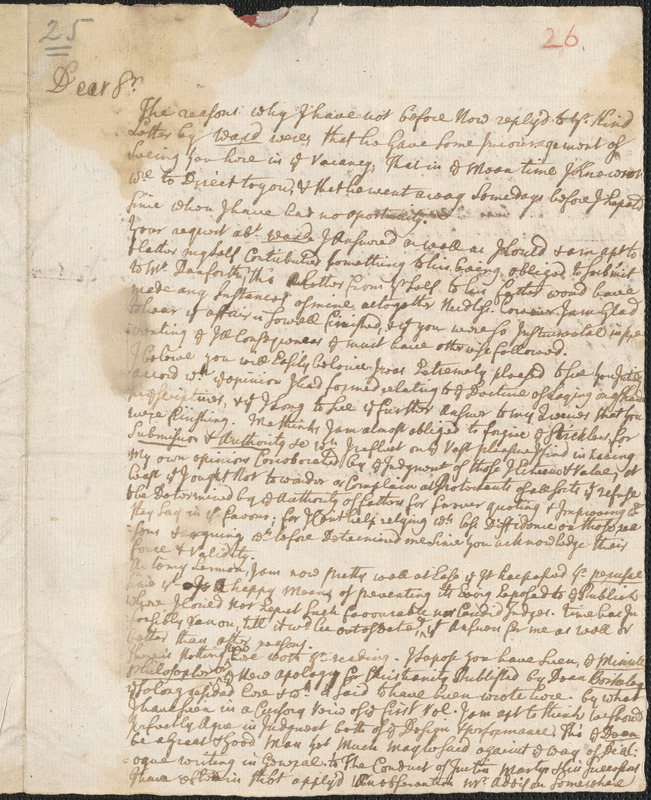 Letter from John Callender, Newport, to Nathan Prince, Cambridge, 1732 September 19