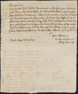 Letter from Philip Bearcroft, London, to an unknown recipient, 1744 October 28