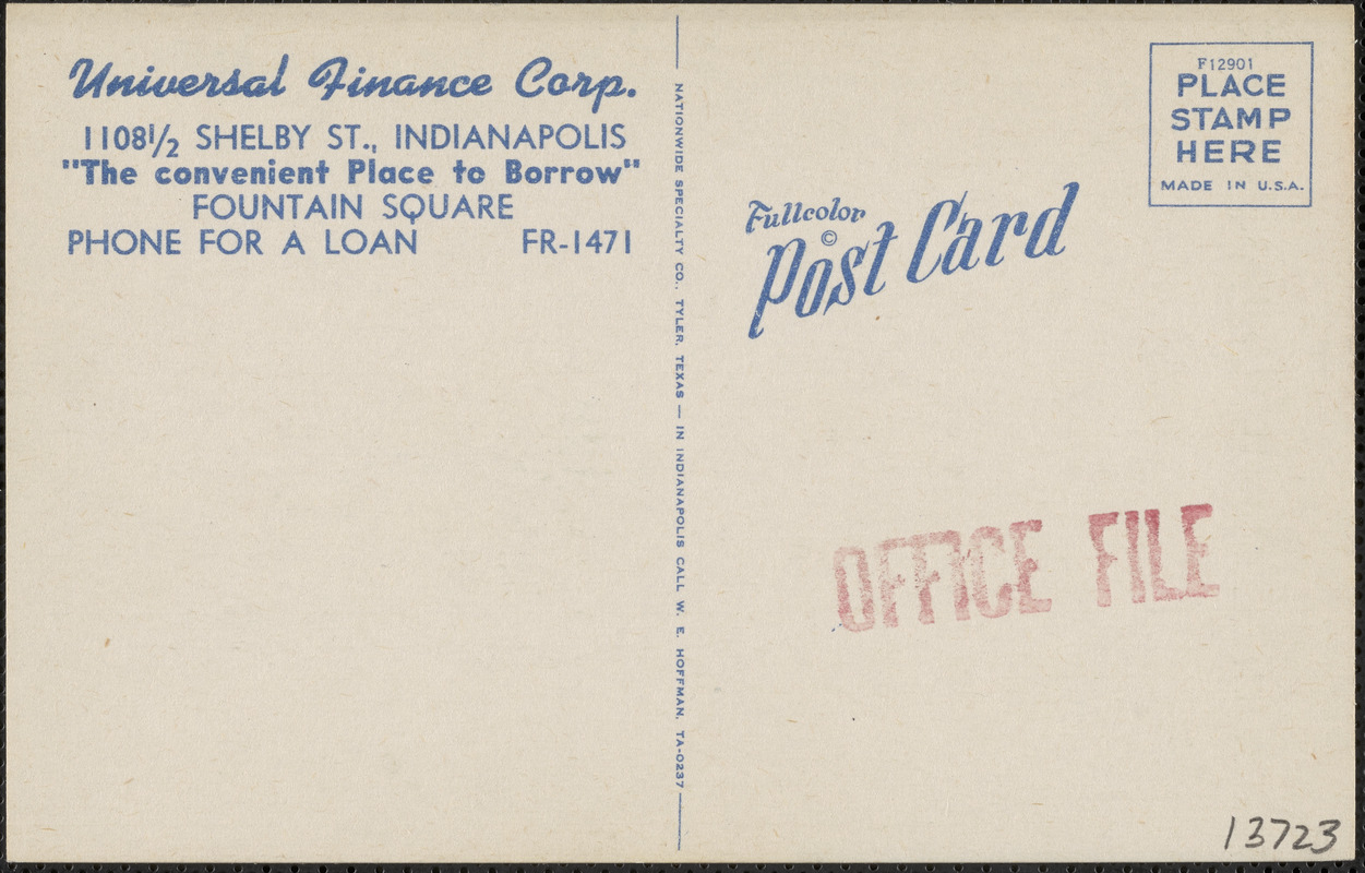 Universal Finance Corp., the convenient place to borrow, Fountain Square