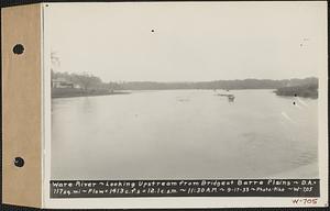 Ware River, looking upstream from bridge at Barre Plains, drainage area = 117 square miles, flow = 1413 cubic feet per second = 12.1 cubic feet per second per square mile, Barre, Mass., 11:30 AM, Sep. 17, 1933