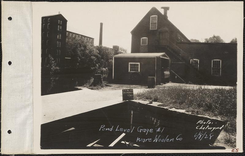 Ware Woolen Co., pond level gage 1, Ware, Mass., Jun. 8, 1928
