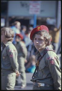 Boy Scout in parade, Tremont Street, Boston