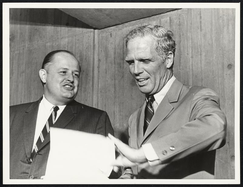 Mayor White and Bra. Pres. Hale Champion after signing paper for Boston Stadium