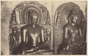 Two sculptures of Buddha, Bodh Gaya, India