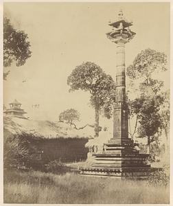 Mana-stambha at Jain temple complex in Guruvayanakere, India