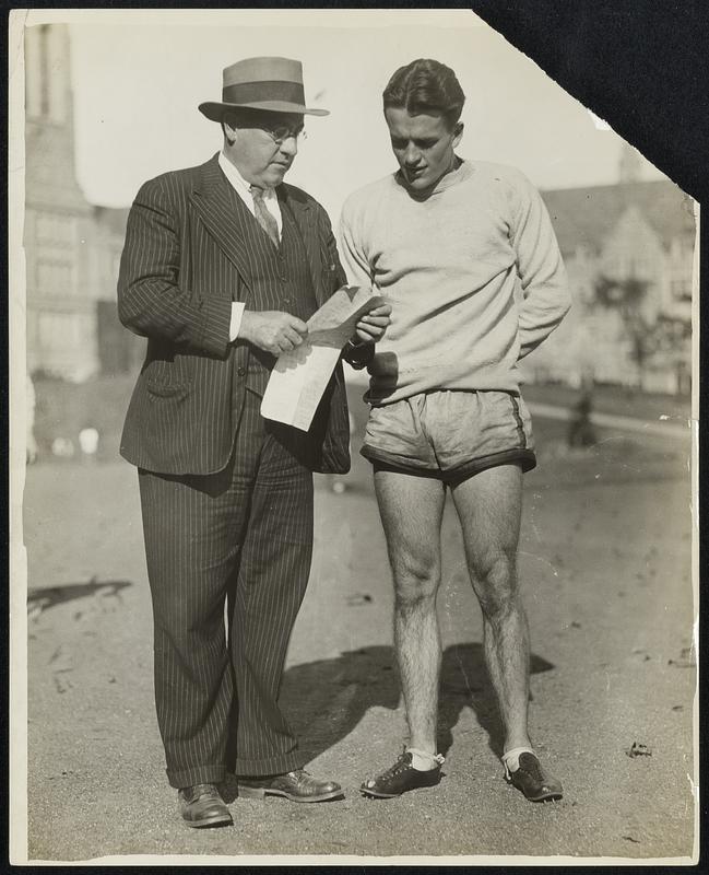 Boston College. Track Generals. Left to right, Coach Jack Ryder, Capt. Bill Mulcahy