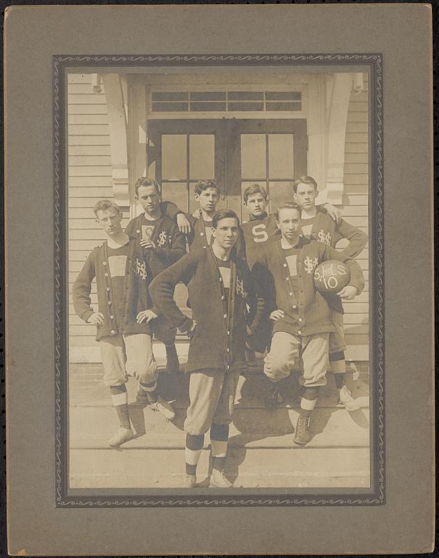 Group photograph of the Sharon High School basketball team, 1910