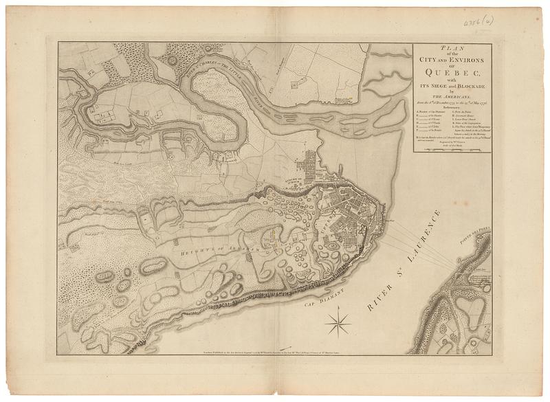 Plan of the city and environs of Quebec, with its siege and blockade by the Americans, from the 8.th of December 1775 to the 13.th of May 1776