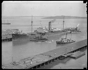 SS West Hika with tug boats, South Boston