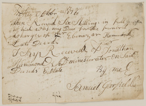 Receipts, 1744-1828