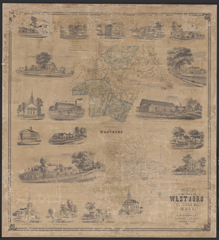 Map of the town of Westboro, Worcester Co., Mass. From an actual survey by G.M. Hopkins, C.E.