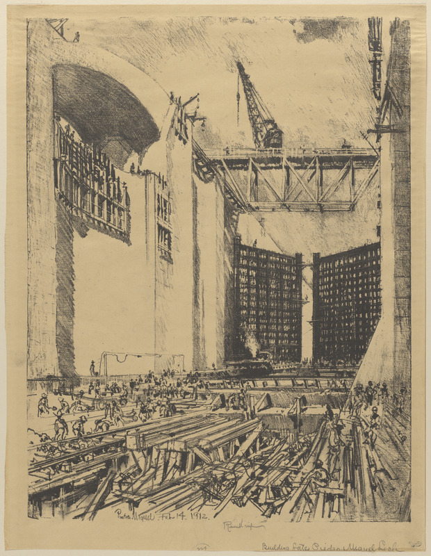 Laying the floor of Pedro Miguel Lock