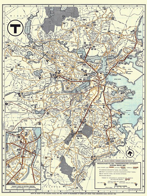 Massachusetts Bay Transportation Authority system route map