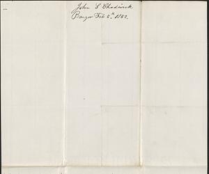 John S. Cheswick to Samuel Warner, 5 February 1852
