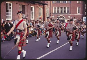 Bagpipe band, parade, Park Street, Boston