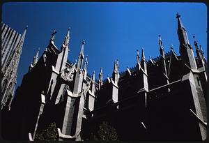 View of pinnacles on St. Patrick's Cathedral, Manhattan, New York