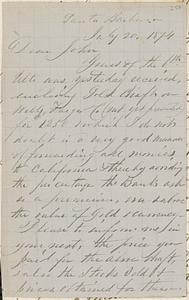 Letter from Thomas F. Cordis to John D. Long, July 20, 1874