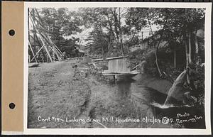 Contract No. 19, Dam and Substructure of Ware River Intake Works at Shaft 8, Wachusett-Coldbrook Tunnel, Barre, looking down mill head race, Barre, Mass., Aug. 12, 1929