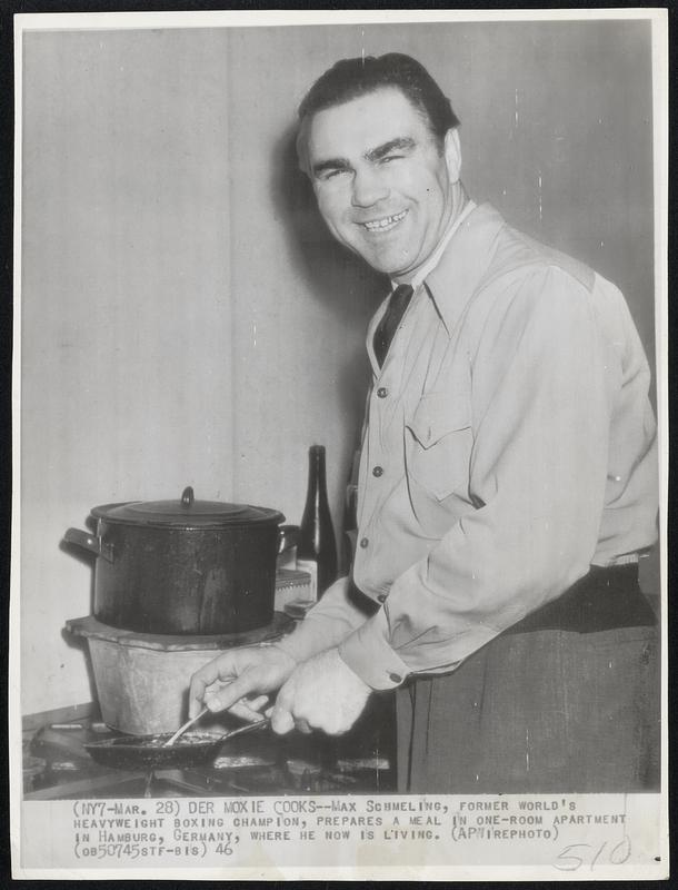 Der Moxie Cooks Max Schmeling, former world's heavyweight boxing champion, prepares a meal in