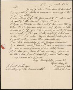 Natick - Letter from Elijah Perry Jr. to John A. Bolles, February 10, 1843