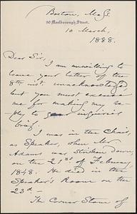 Letter from Robert C. Winthrop, Boston, Mass., to Darwin C. Pavey, 1888 March 10