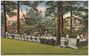 Playing shuffleboard -- A popular sport at Boyd Park, Hendersonville, N.C.