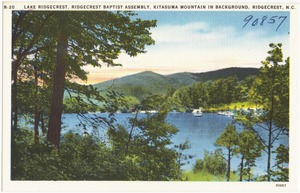 Lake Ridgecrest, Ridgecrest Baptist Assembly, Kitasuma Mountain in background, Ridgecrest, N.C.